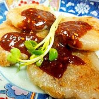 味噌ダレで食べる菊芋焼団子
